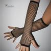 Lady Disco Dance Costume Fishnet Gloves Black