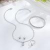 Round Zircon Pendant Earrings Bracelet 4pcs Jewelry Set Round Zircon Versatile Necklace Daily Party Matching Jewelry For Women