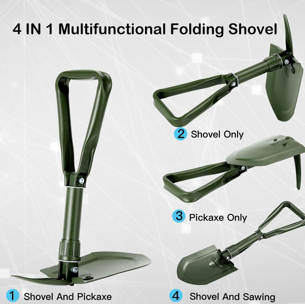 Camping Shovel Shovel Snow High Carbon Steel Embedded Shovel Shovel Mini Foldable with Storage Bag 7 Functions Mountaineering Camping Outdoor Snow