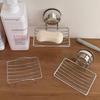 Suction Cup Soap Dish No Drill Wall Mounted Drainage Rack Bathroom Soap Holder Stainless Steel Grid Organizer For Home Bathroom