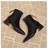 Soft leather pointed short boots women's new single boots thick heel medium heel thin high heel boots bare boots