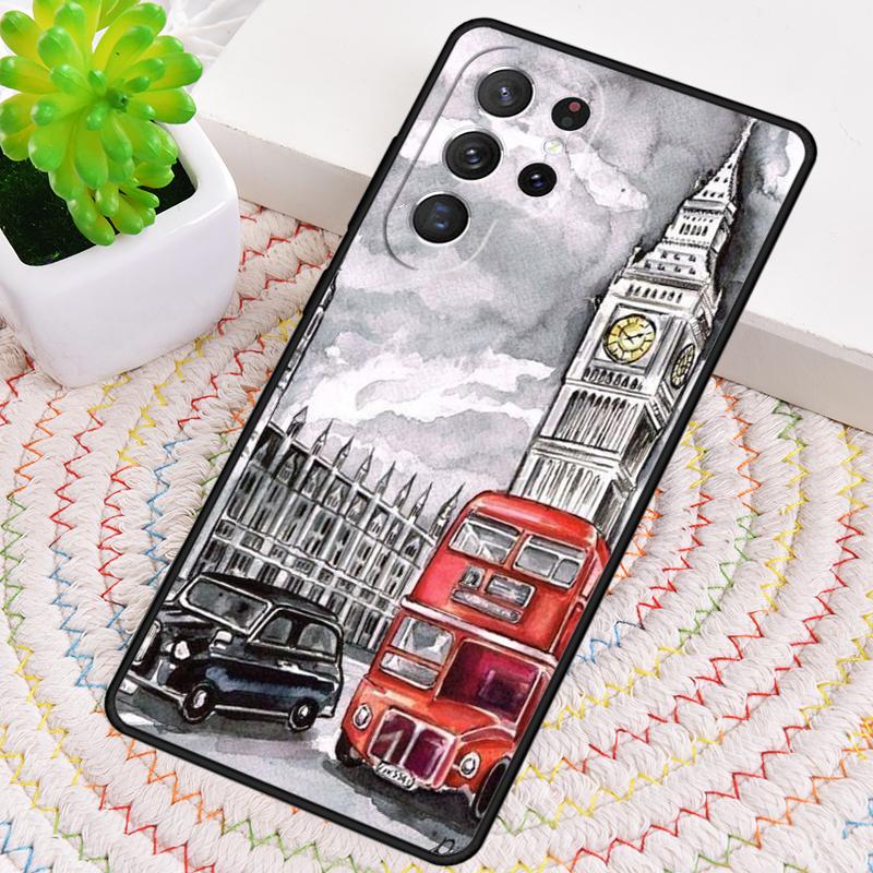 London Bus England Big Ben Silicone Phone Case For Samsung Galaxy note 10 pro S26 S25 S24 S23 S22 S21 Plus S25Ultra Capa Cover