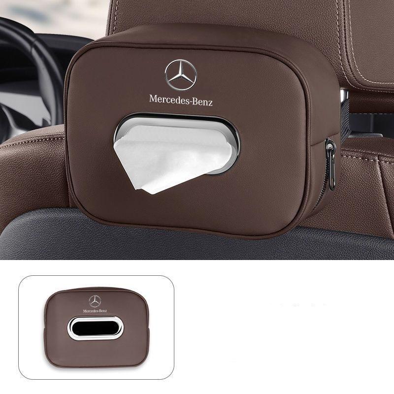 Leather Car Seat Tissue Box Storage Bag Tool For Mercedes Benz A B C E S Class CLA CLS SLK GLA GLC GLB GLK AMG W204 W205