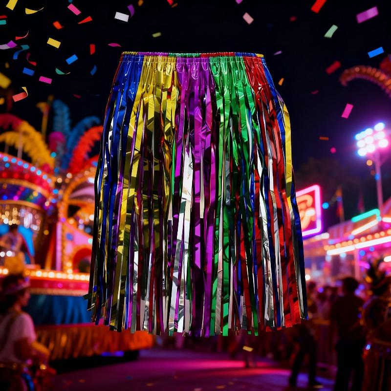 Colorful Tassel Carnival Dance Dress 40cm Performance Grass Skirt Women's Party Decoration Belt Half Skirt