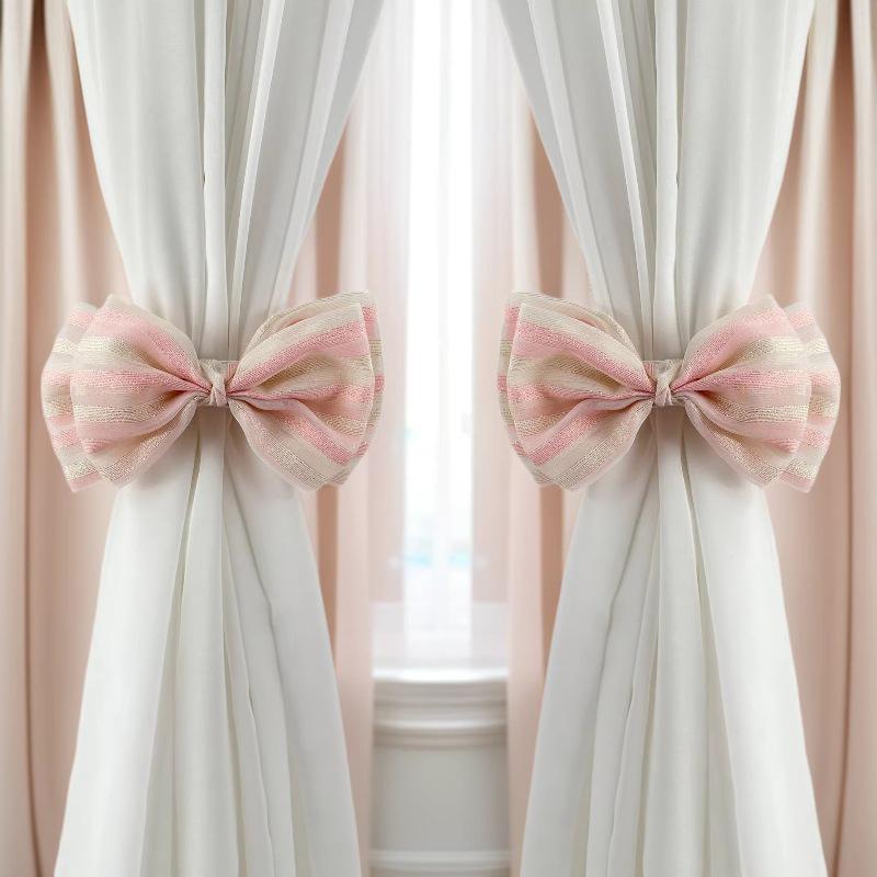 French Pearlescent Gauze Silk Bow Curtain Tieback