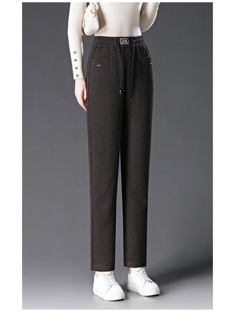 2024 Women's High Waist Wool Harem Pants - Plus Size & Casual Fit for Autumn