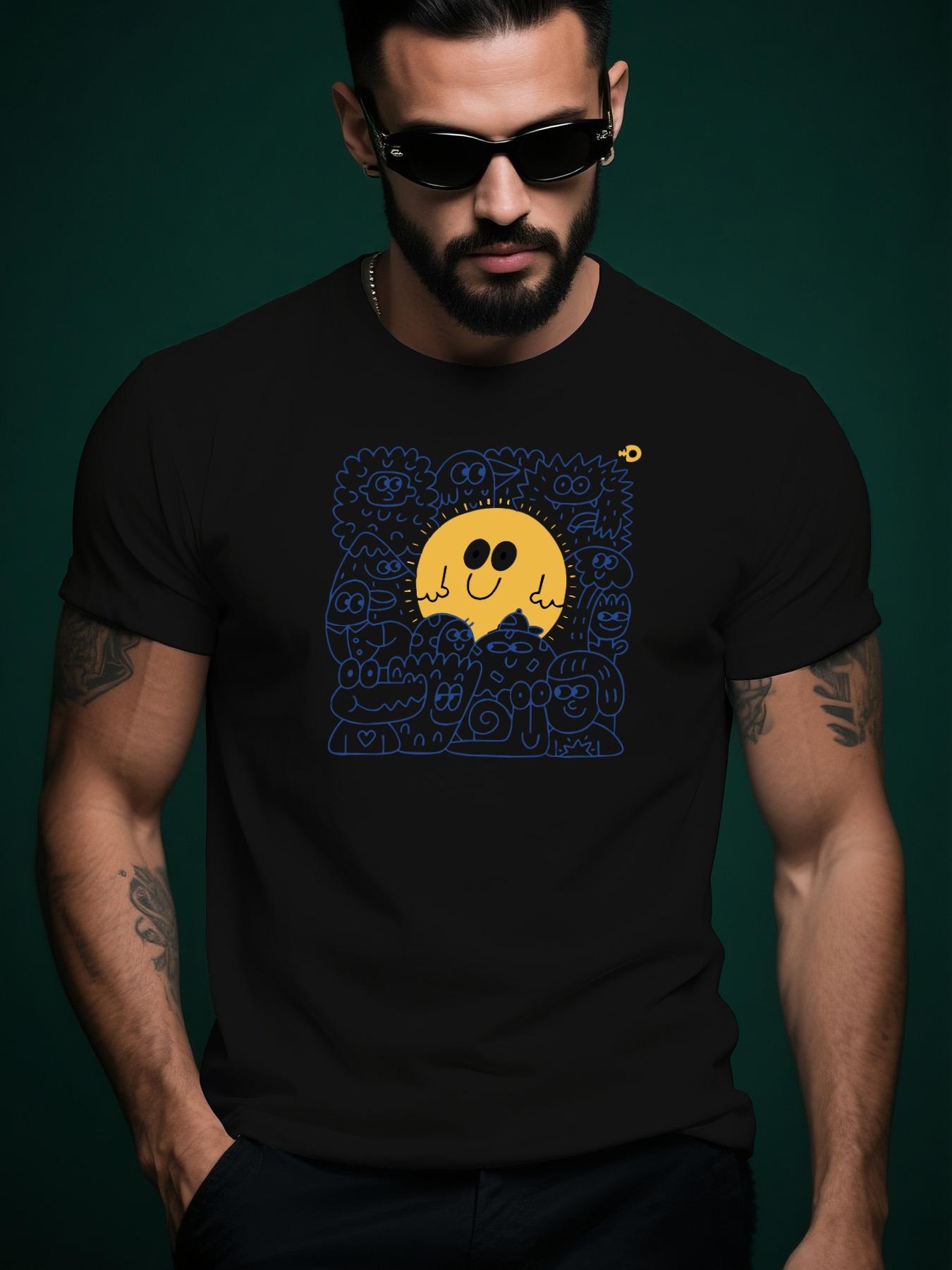Graphic Casual Tshirt - Summer Short Sleeve Round Neck Te... M