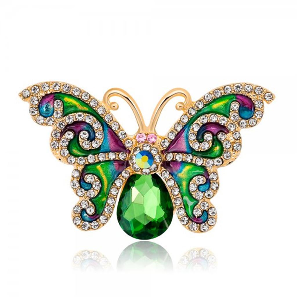 Vintage Butterfly Crystal Brooch Pin With Waterdrop Design For Women And Men