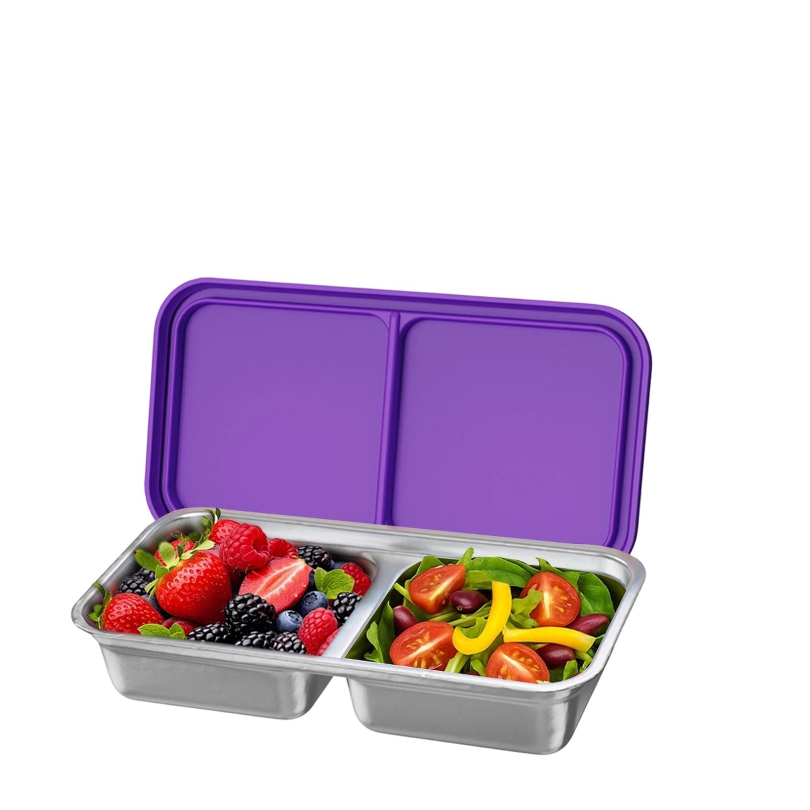 304 Stainless Steel Lunch Box Rectangular Silicone Sealed Bento Box Divided Food Storage Container