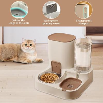 Neuer Haustier Katze Großvolumiger Wasserspender Trocken-Nass-Trennung für Automatischer Futterautomat Trinkwasserbedarf Futterbehälter