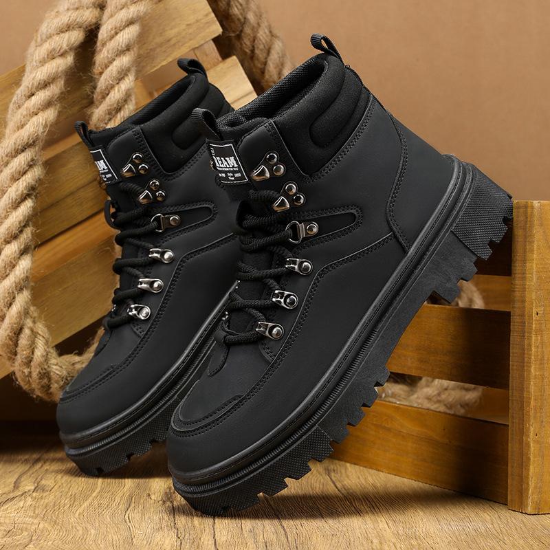 Luksusowe męskie buty Modne wysokie skórzane buty Outdoorowe casualowe botki Antypoślizgowe buty na grubej podeszwie Męskie buty na platformie Botas