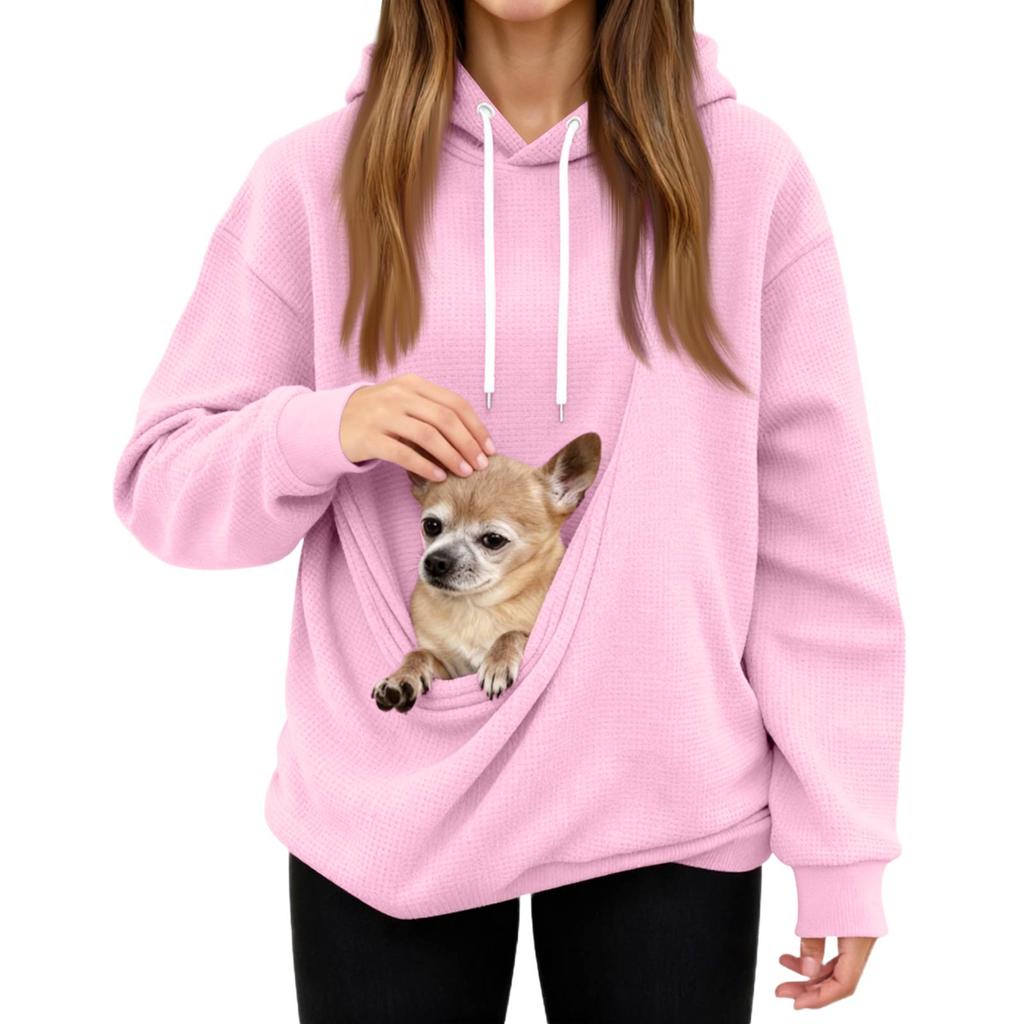 Herre- og dame unisex mote avslappet topp ensfarget langermet kjæledomslomme hettegenser sweatshirt