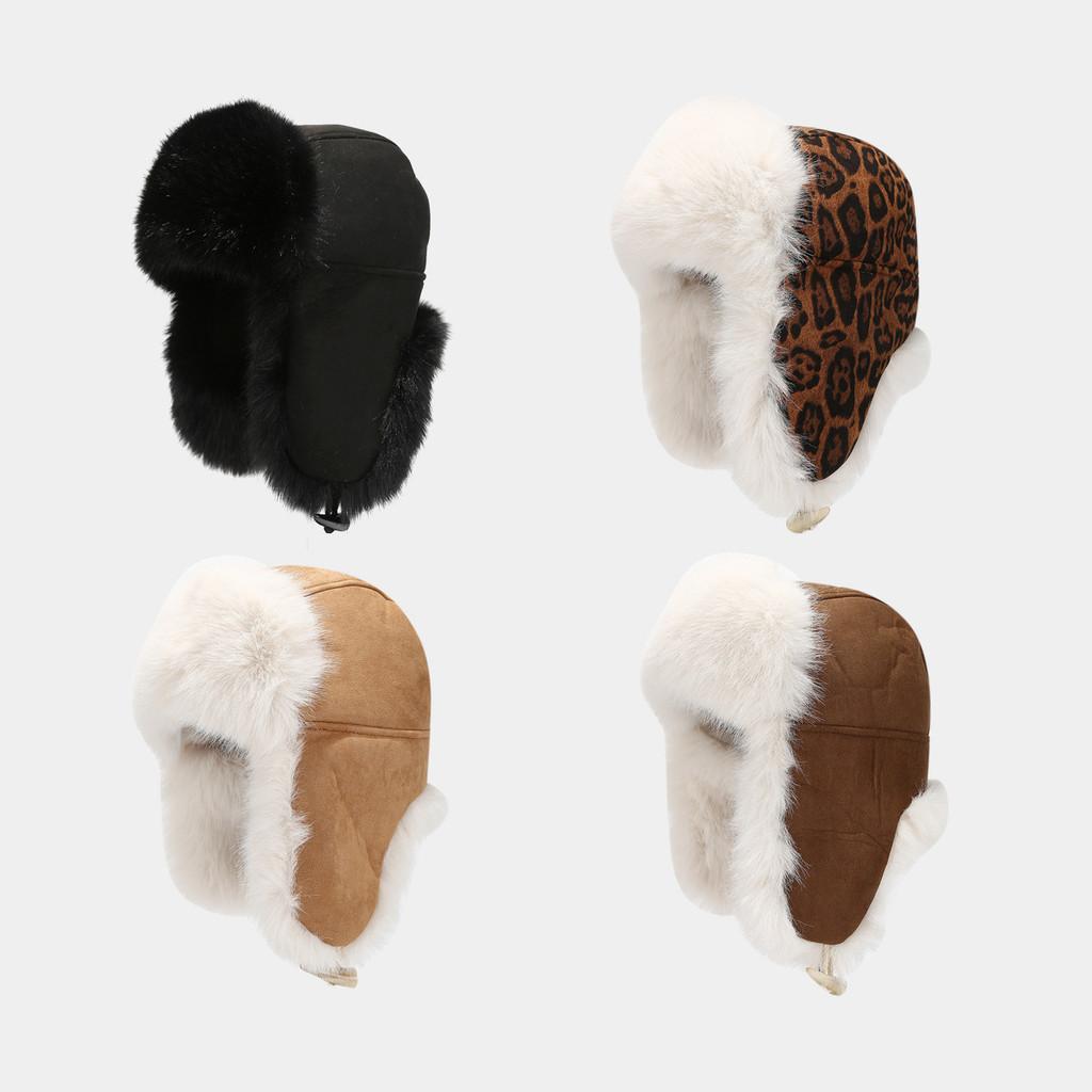 Winter-Gehörschutzmütze in Unifarbe und mit Leopardenmuster-Design für den täglichen Gebrauch