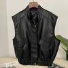 OFTBUY Femei Vintage Larg Vesta Pu Piele Sintetică Jachetă Scurtă cu Curea Jachetă Motociclist Femei Fermoar Retro Moto Biker Palton Outwear Topuri