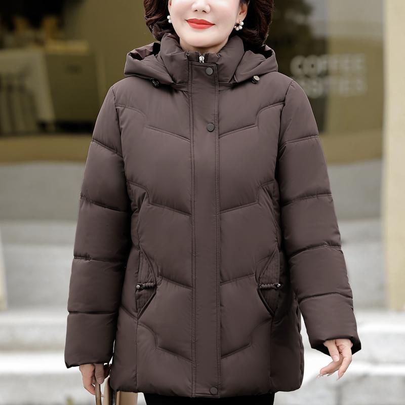 Haine de iarnă pentru femei de vârstă mijlocie cu glugă, elegante, groase, călduroase, mărimi mari, parka, jachete pentru femei