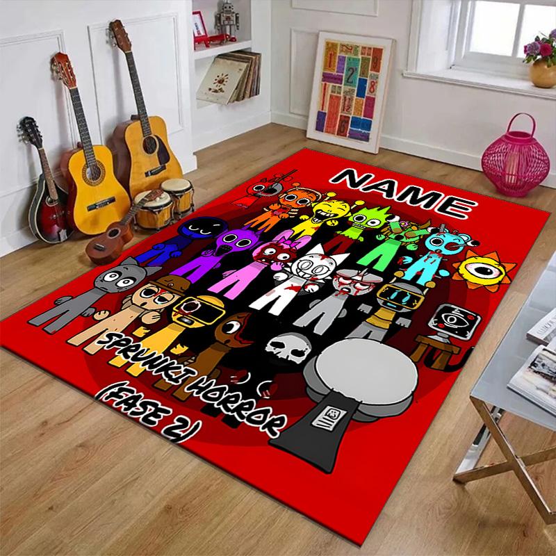 Custom SPRUNKI Mat Personalized Name, Polyester Washable Indoor Entryway Rug, Gift for Christmas, Easter, Thanksgiving Day