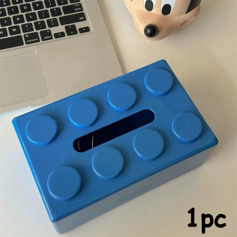 

2pcs/1pc Building Block Style Tissue Box, Multifunctional Plastic Organizer for Kitchen, Bathroom,Living Room,Bright Colors