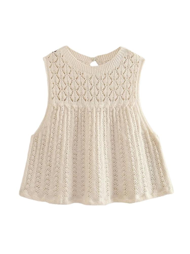 

MESTTRAF женский модный вязаный укороченный жилет в стиле пуантель, винтажный свитер без рукавов с круглым вырезом, женский жилет, шикарные топы