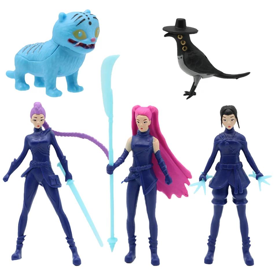 @@NEW 5Pcs/Set Anime Kpop Demon Hunters Figure K-Pop Demon Hunters Rumi Mira Zoey Tiger Figurine Toy Desk Decor Statues Ornament