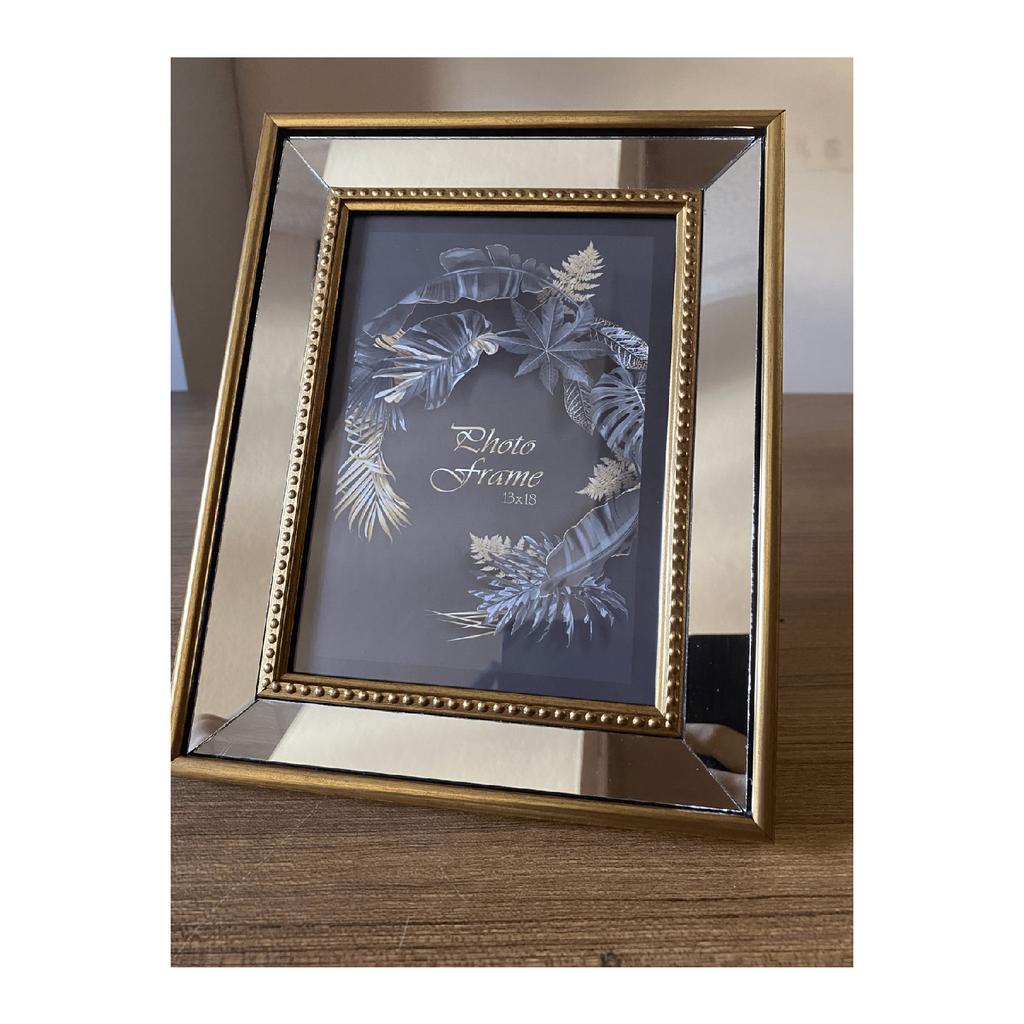 Mirrored Frame, Photo Frame With Glass Mirror Gold Color Frame, 13x18cm