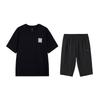 Summer Versatile Short Sleeve T-Shirt Comfortable Casual Three-Quarter Pants Sports Set Men Sets Black W877-1+W025-1