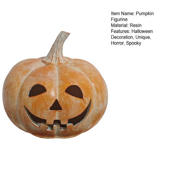 Halloween Gresskarfigur Håndskåret Resin Gresskarstatue Håndlaget Borddekorasjon til Hjem Veranda Inngangsdør Peishylle Romdekor