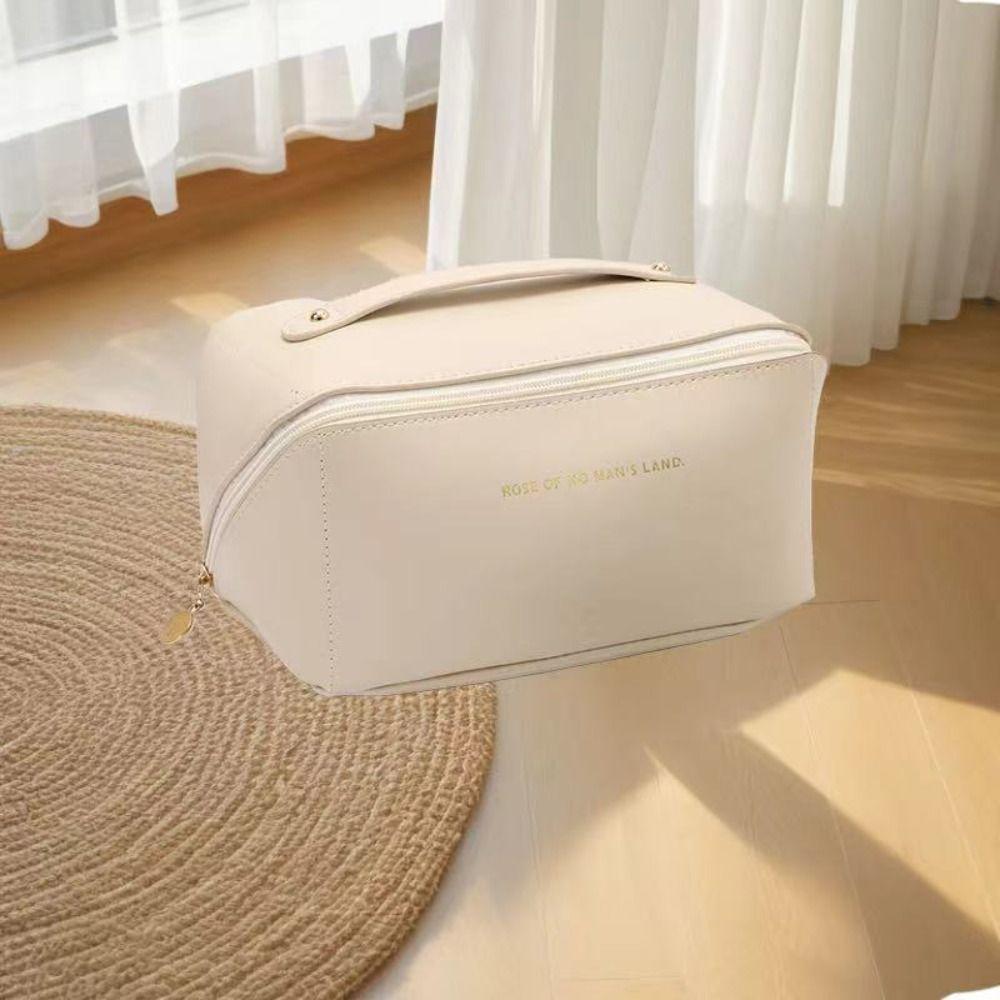 PU Leather Handheld Cosmetic Case Portable Travel Toiletry Bag Fashion Pillow Makeup Bag  Outdoor