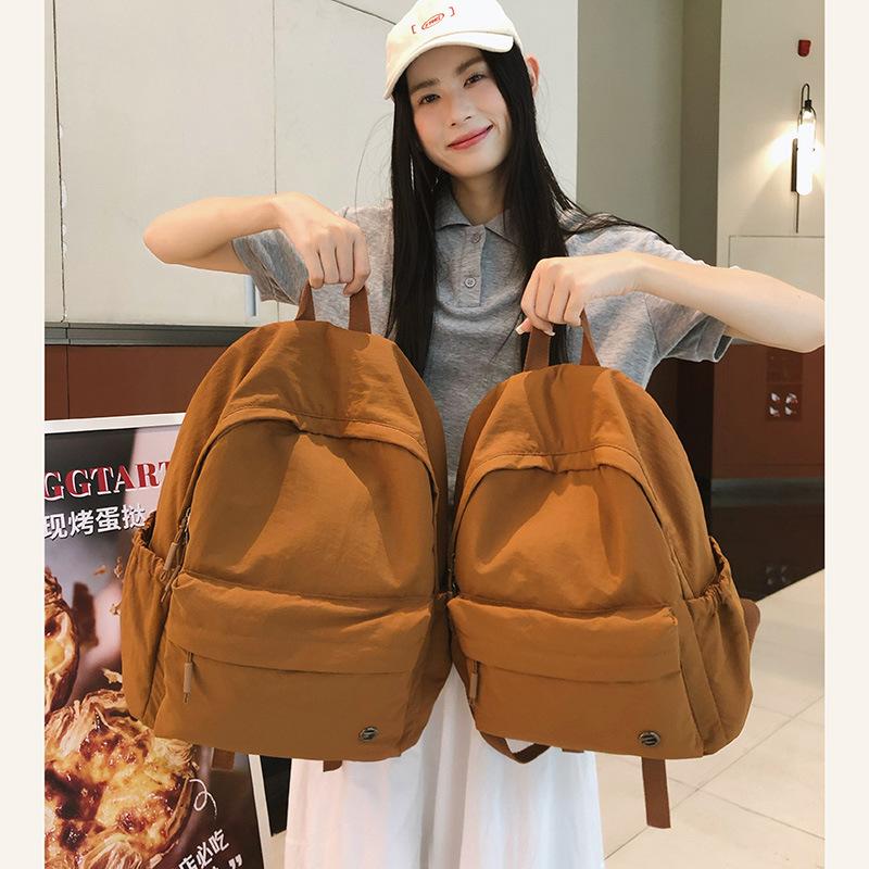 Schoolbag Retro Backpack Lightweight Casual Breast Bag Niche Design Solid Color Versatile Shoulder Bag Commuter Travel Backpack