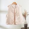 Improved Sleeveless Vest Vintage Crew Neck Button Brocade Jacquard Top Vest