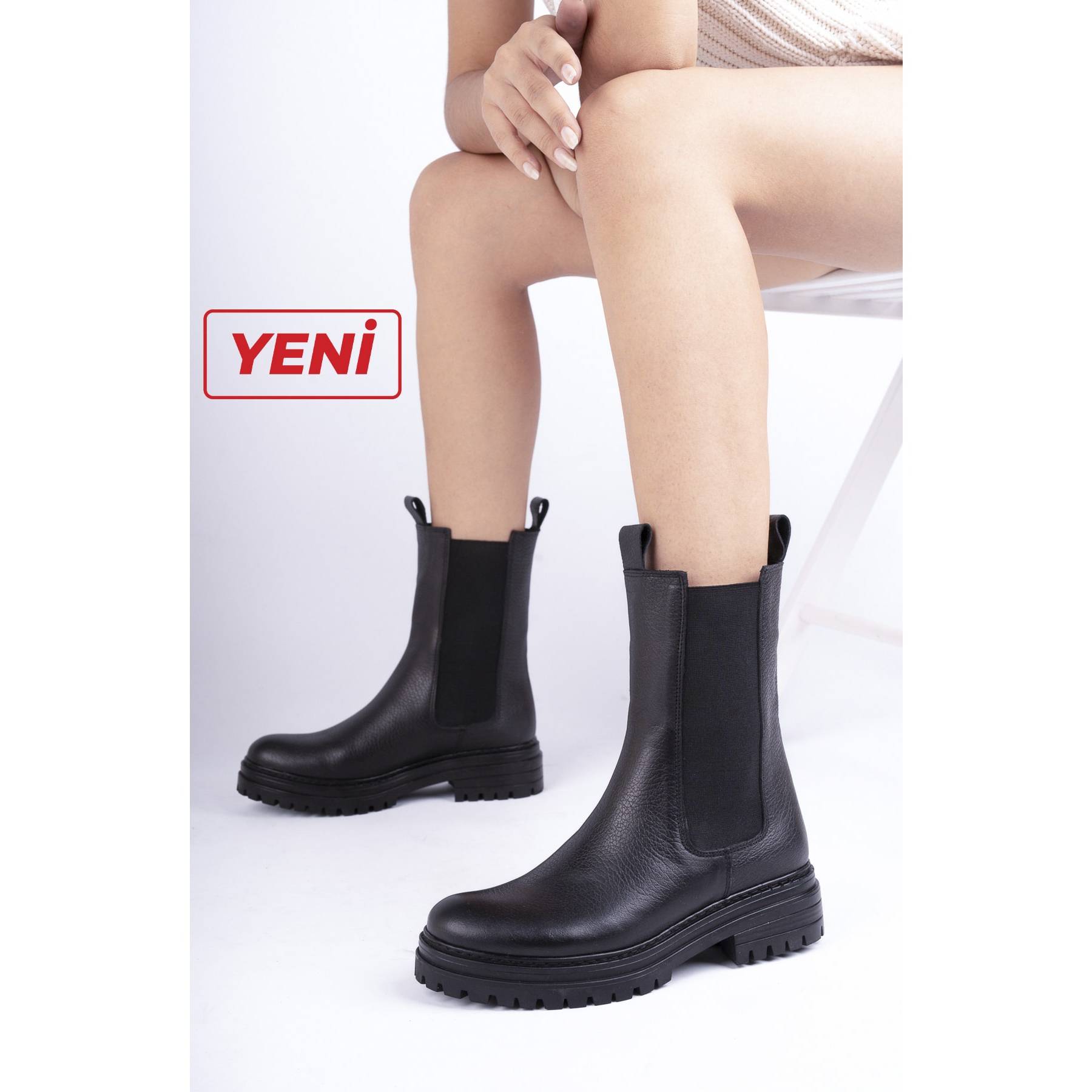 

Женская мода Натуральная кожа Черные кожаные сапоги Повседневная обувь