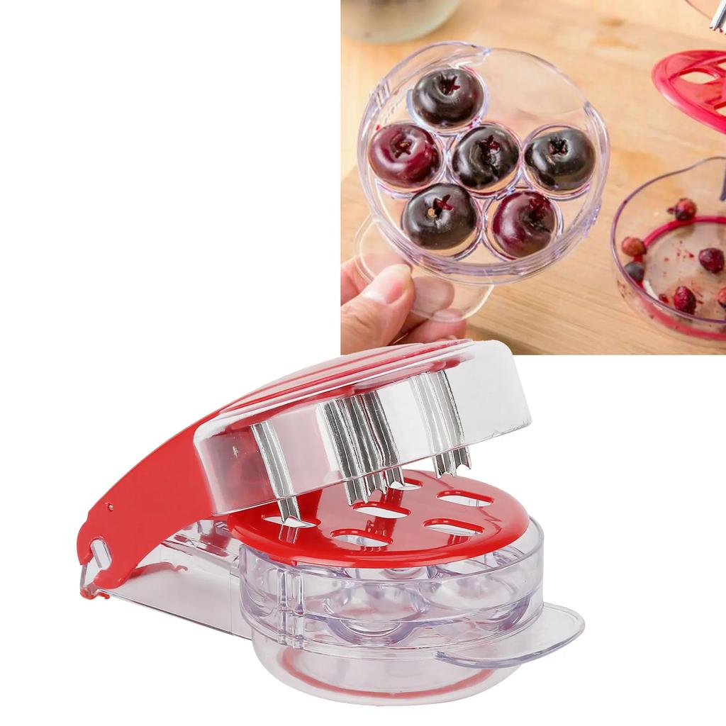 Red Date Pitting Remover New Household Accessories Press-type Cherry Pit Corer Kitchen Gadgets Six-hole Cherry Pit-removing Tool