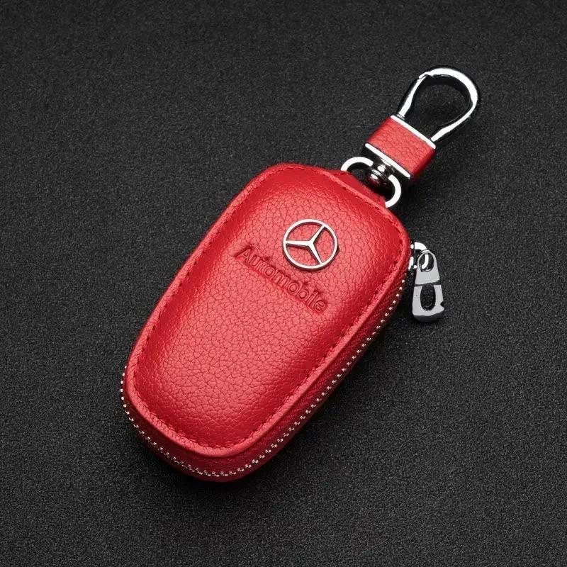 AABHZ1 Car Key Bag for Mercedes Benz Leather Keychain Protective Storage Case W212 CLA SEL SL SLK S W210 W203 W204 W210 W211 hub cap