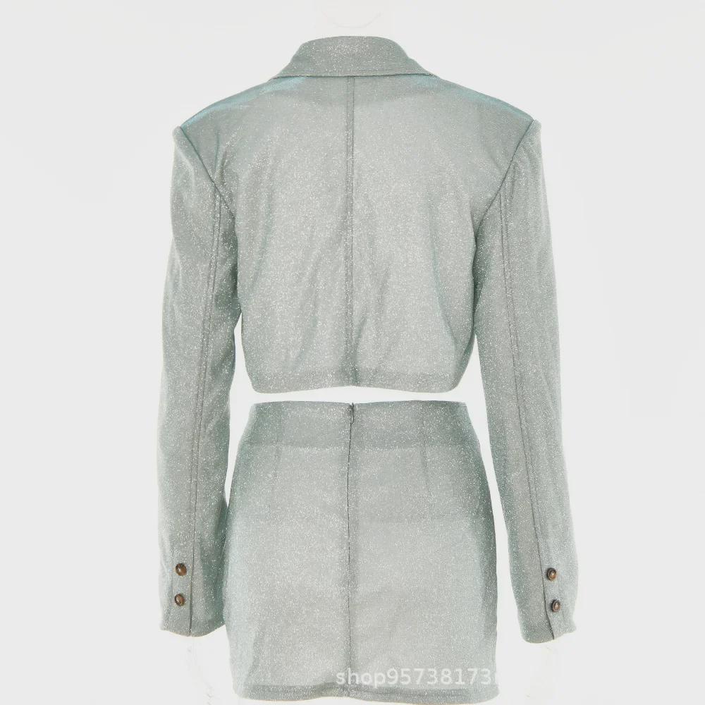 2024 Trendy europäischer und amerikanischer Stil: Sexy High-Waist-Rock mit Revers und Langarmjacke für Herbst und Winter.