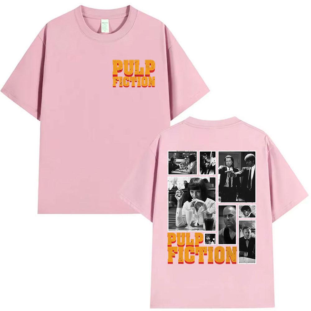 Classic Movie Pulp Fiction Graphic T Shirt Men Women Vintage High Quality Cotton Tshirts Harajuku Oversized Tshirt Streetwear