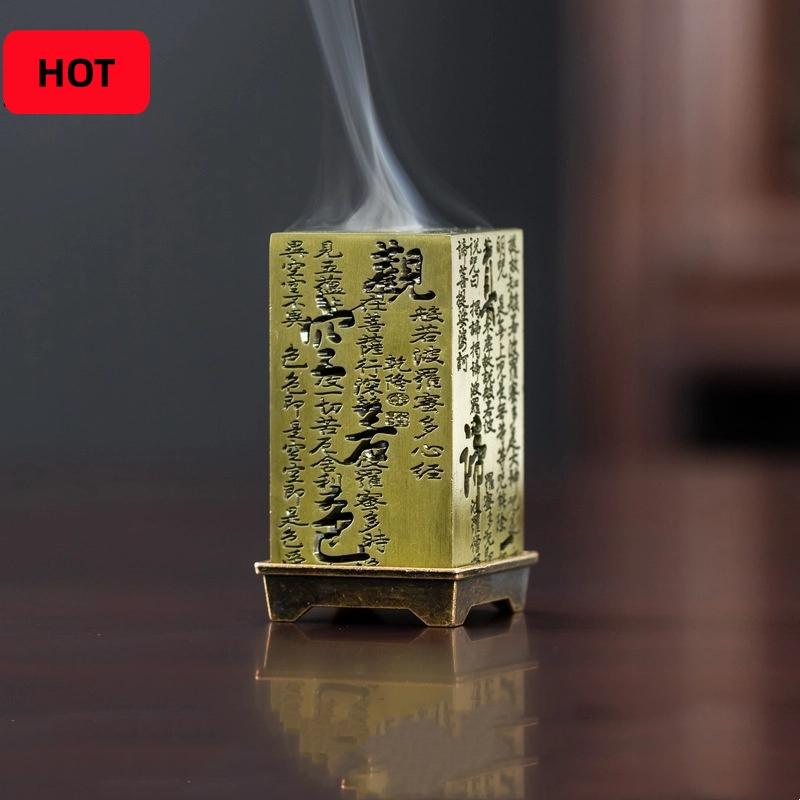Alloy Censer Incense Holder Square Vertical Incense Burner Indoor Aromatherapy Home Ornament Chinese Incense Burners