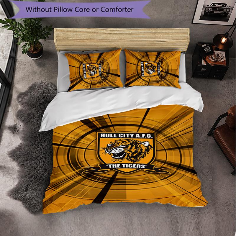 Set Biancheria da Letto Hull FC Pattern in Microfibra 3 Pezzi Copripiumino Decorativo per Camera da Letto Uso Domestico