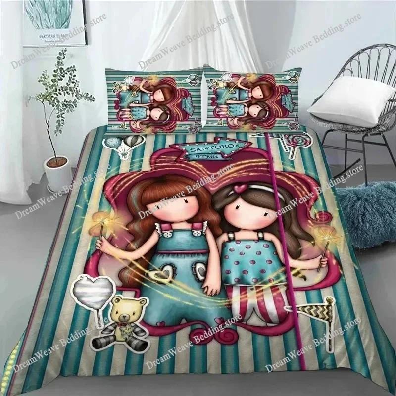 Set Copripiumino Santoro Gorjuss Matrimoniale Queen King Size Anime Bella Ragazza Set Biancheria da Letto Stampa 3D Santoro Gorjuss Copripiumino Ragazze
