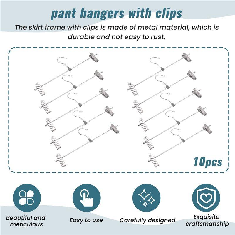 AAAF Pant Hangers,Skirt Hangers With Clips Space Saving,Adjustable Clips Hangers Clothes Hangers For Pants