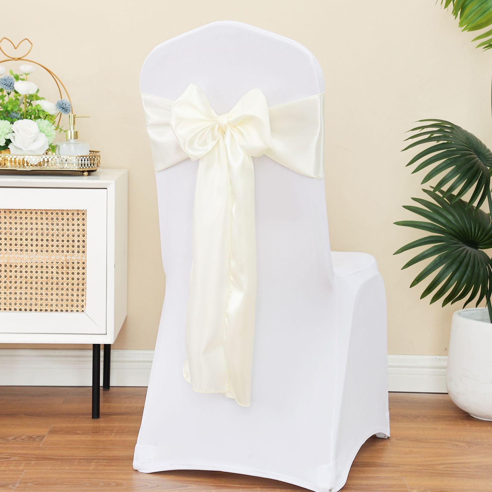 

10/50 Pcs Satin Chair Sashes Bows Universal Chair Cover for Wedding Reception Events Banquets Party, Hotel Event Decorations 10 pcs слонова кістка