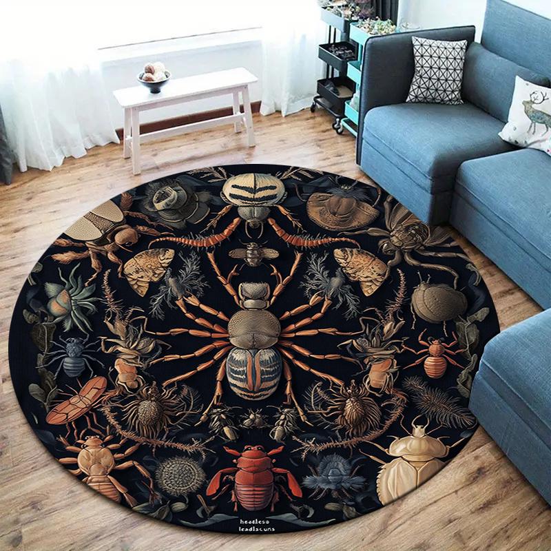 Beautiful spiders Round Area Rug,Carpet Rug for Living Room Bedroom Sofa Playroom Decor,Non-slip Floor Mat 80cmx80cm