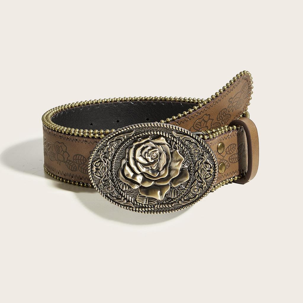 Punk Rock Leather Waist Belt With Vintage Studded Design Daily Supplies Casuals