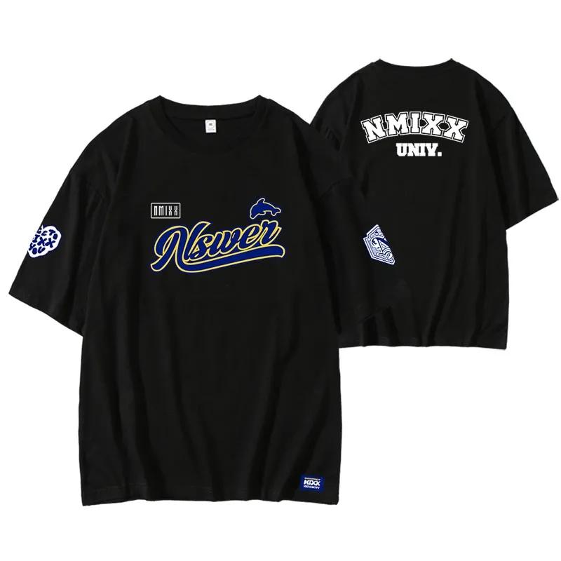 NMIXX MIXX UNIVERSITY Same Tshirt Kpop Summer Cotton Round Neck T Short Sleeve Top Unisex Women Y2k Korean Fashion Popular Clothes