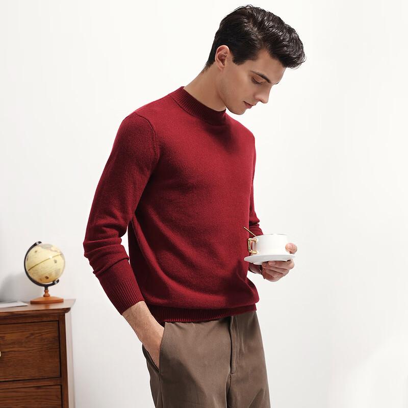 Komonboka Men's 100% Cashmere Half-High Collar Pullover