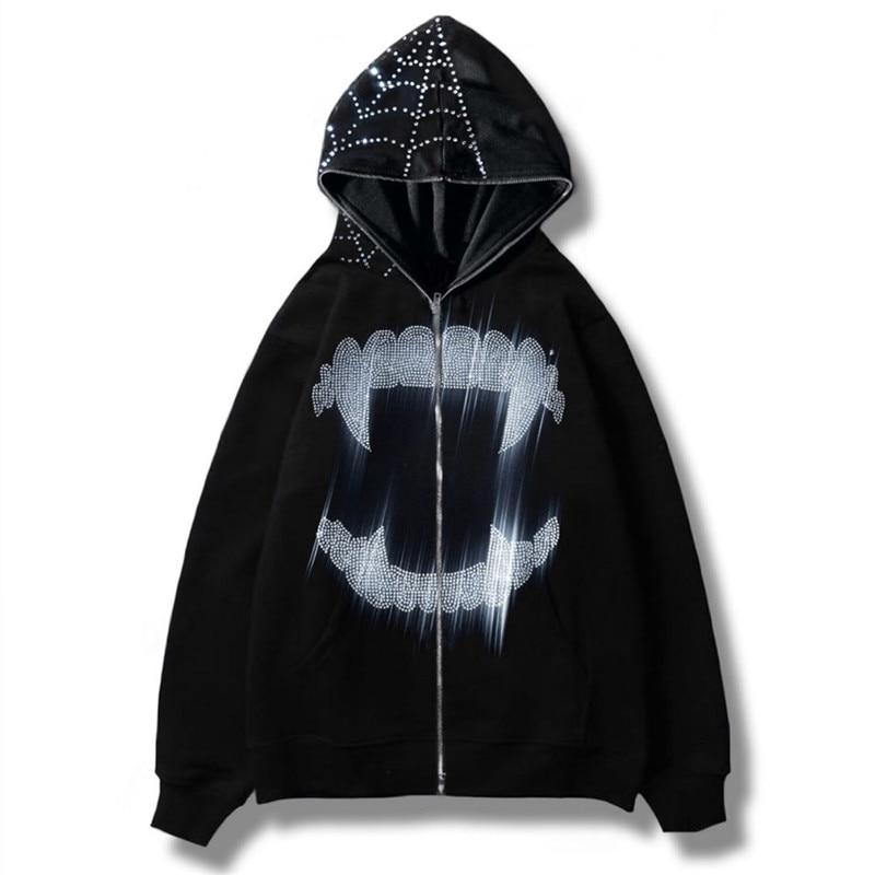 Sybnwnwm Women's Zip Up Hoodie Y2k Fashion Long Sleeve Sweatshirt E-Girl 90s Jacket Streetwear With Pockets Black
