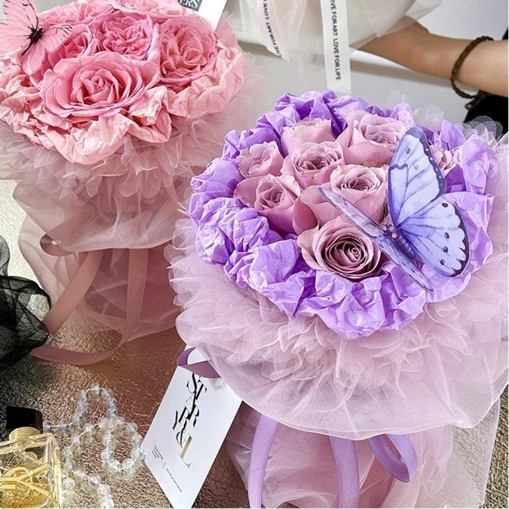 Gift Decoration Flower Wrapping Yarn Solid Color Decoration Wrapping Yarn  Bouquet