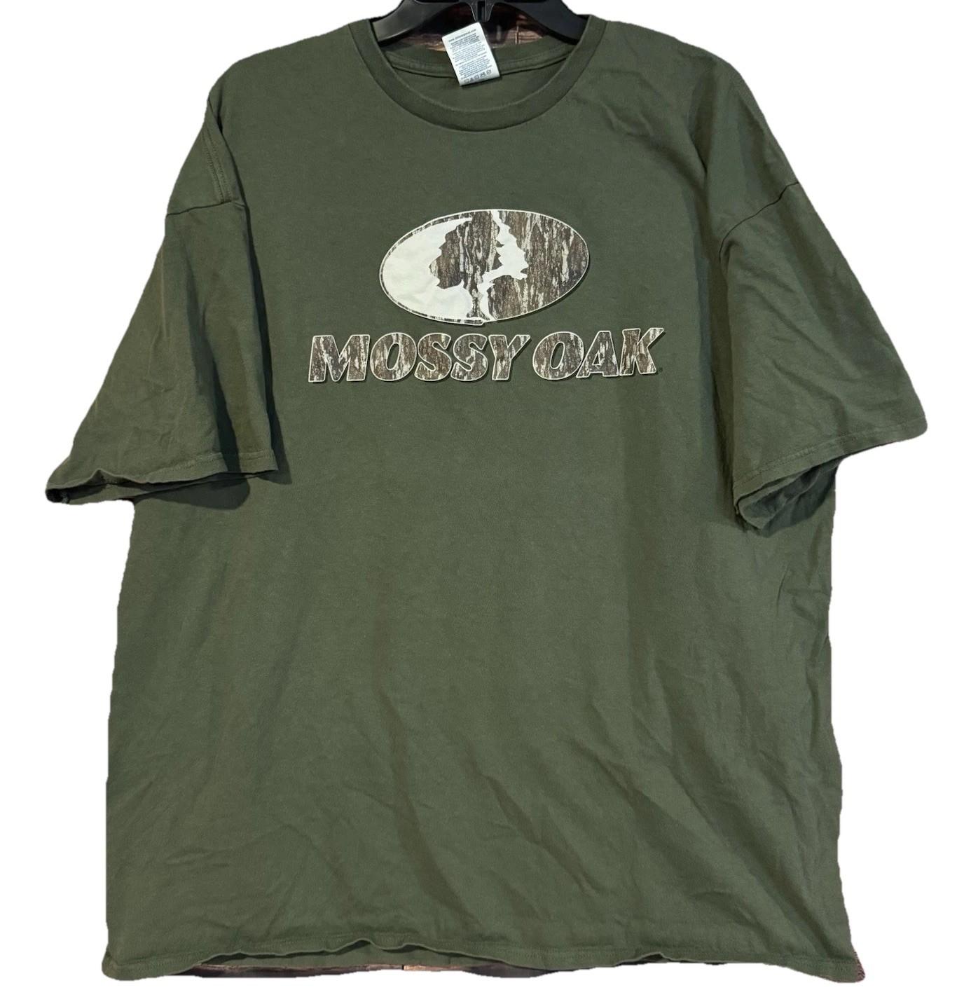 Mossy Oak T Shirt Men 2XL Olive Green Camo Logo Graphic Hunting Fishing Delta Unisex T-Shirt XXL