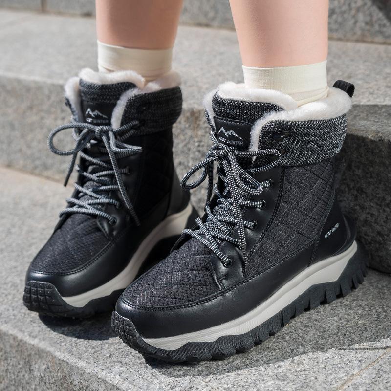 

Женские снегоступы Зимние Высокие Хлопковые Ботинки Плюшевые Теплые Женские Зимние Сапоги Уличные Нескользящие Ботинки на Платформе Botas Invierno Mujer 36 чёрный