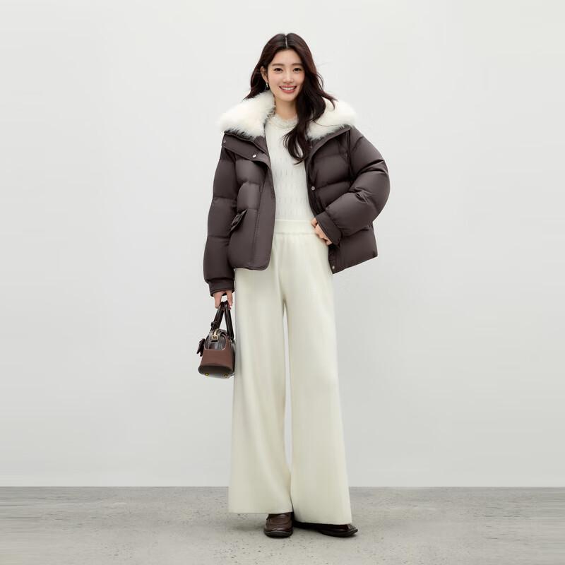 Autumn Water Yiren Women's Short Down Jacket with Fur Collar