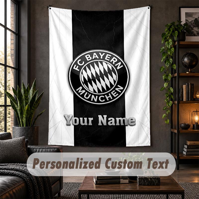 Personalized Wall Tapestry,Bayern Munich Custom Text, Soft Fabric Wall Art For Indoor Decoration