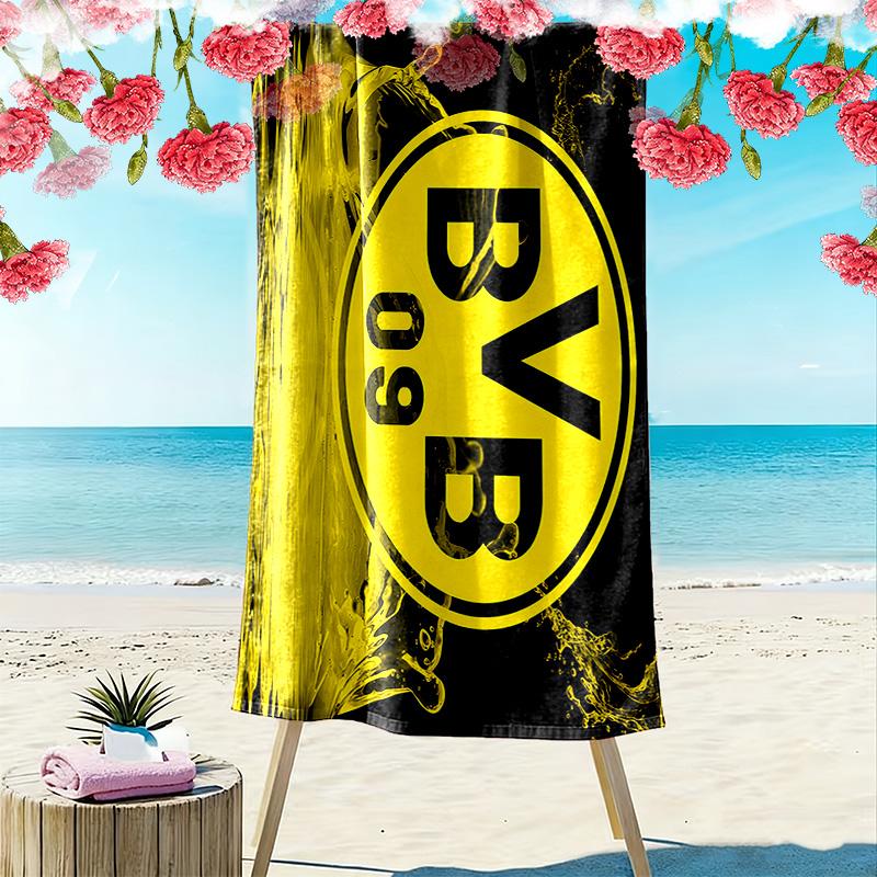 Borussia Dortmund Print Beach Towel, Large Soft Quick Dry Towel for Beach Camping Swimming